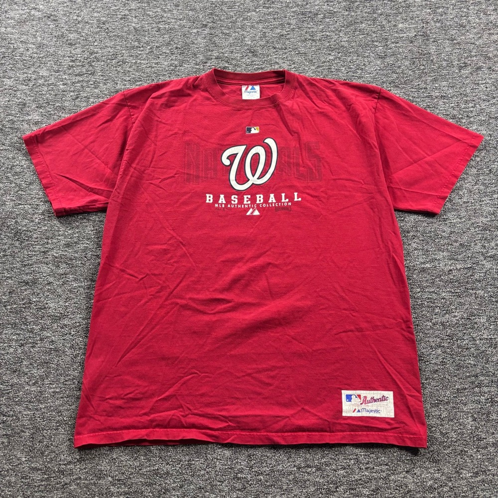 Y2K 2000s Majestic Sportswear Washington Nationals MLB‎ T-Shirt Red Size XL